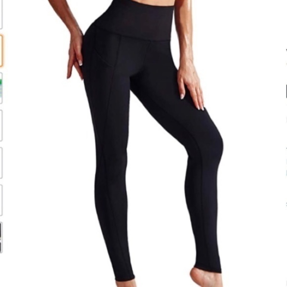 Neleus Black High Waisted Leggings Size M